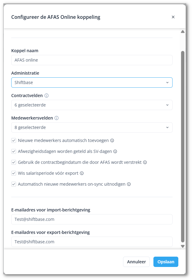 AFAS configuratie