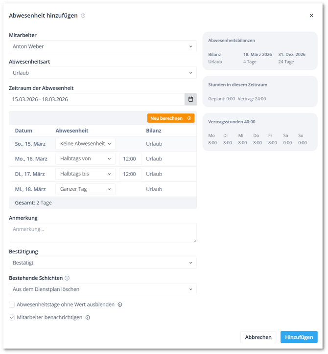Add absence form DE-shdw
