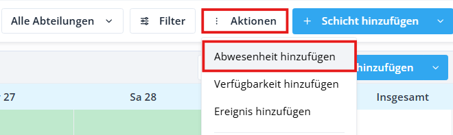 Add absence schedule DE