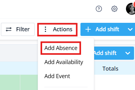Add absence schedule