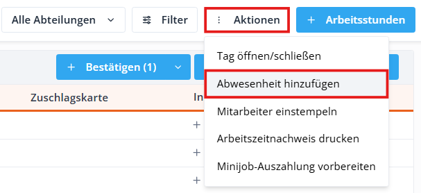 Add absence timesheet DE