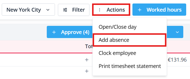 Add absence timesheet EN