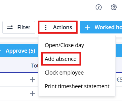 Add absence timesheet