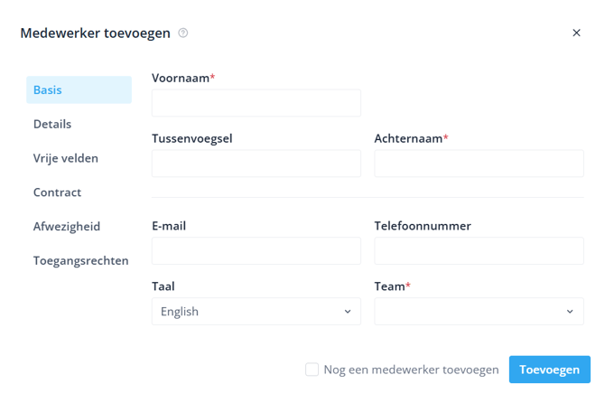 Add employee basic NL