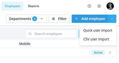 Add employee button EN
