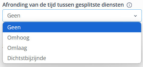 Afronding van de tijd tussen gesplitste diensten