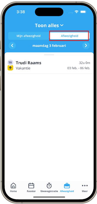 Afwezigheid mobile app