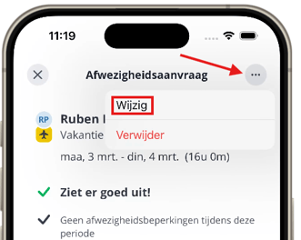 Afwezigheid wijzigen