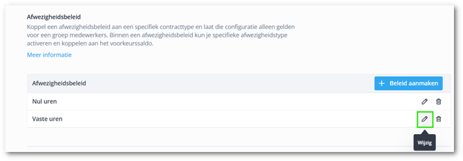 Afwezigheidsbeleid Shiftbase
