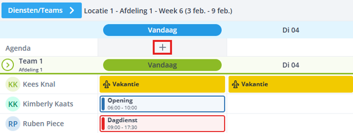 Agendapunt toevoegen in rooster