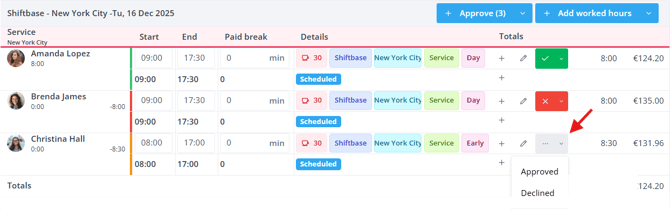Approving timesheet single EN