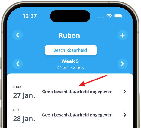 BEschikbaarheid opgeven mobile