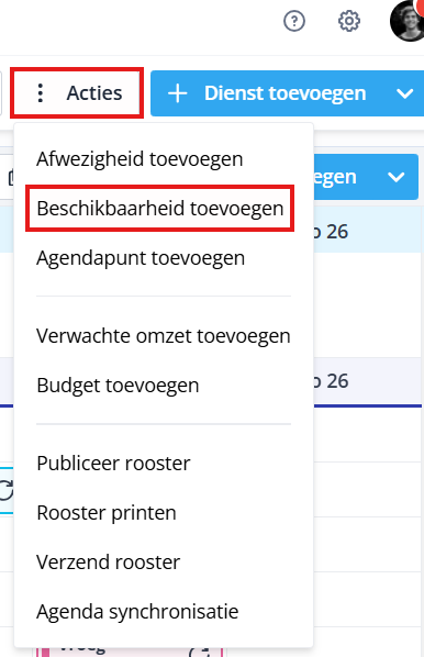 Beschikbaarheid opgeven