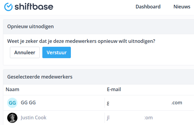 Bevestiging email versturen