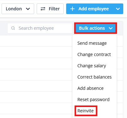 Bulk action reinvite EN