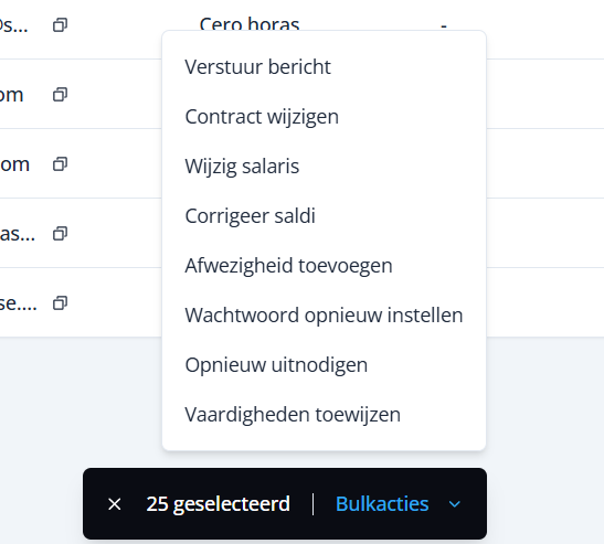 Bulk actions button NL
