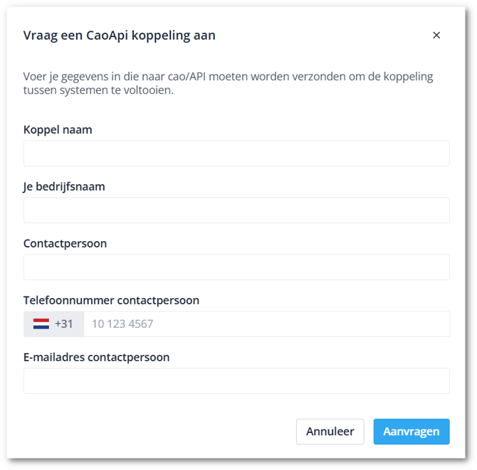 CAO API request form NL-shdw