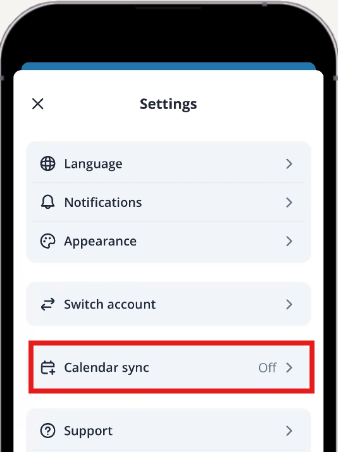 Calendar sync settings mobile EN