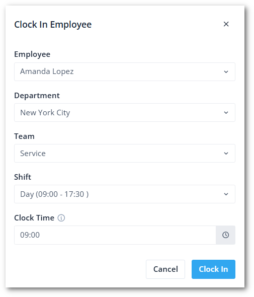 Clock in employee modal EN-shdw