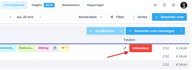 Clock out employee desktop NL