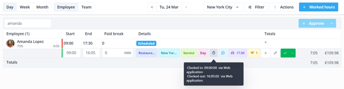 Clocked shift timesheet EN