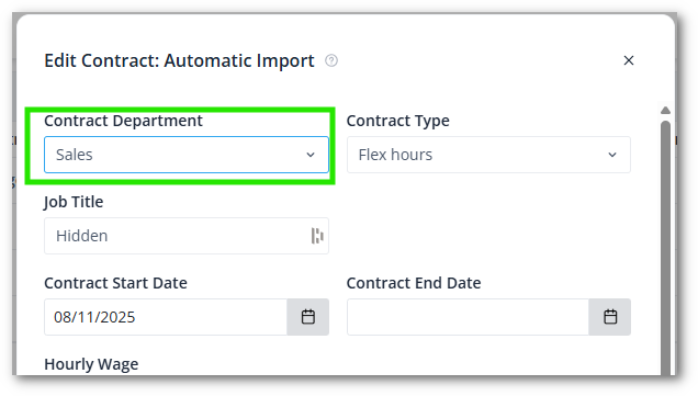 Contract department Shiftbase