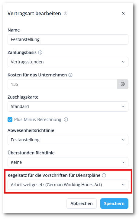 Contract type compliance DE-shdw
