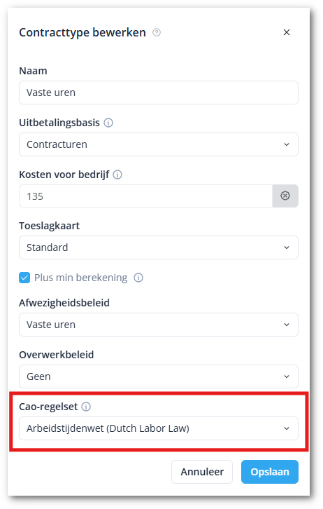 Contract type compliance NL-shdw