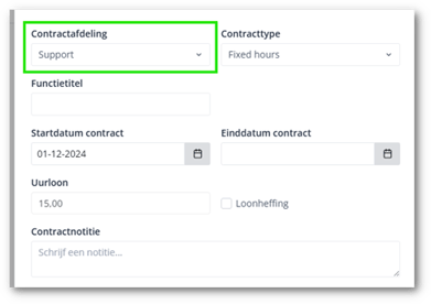 Contractafdeling Shiftbase