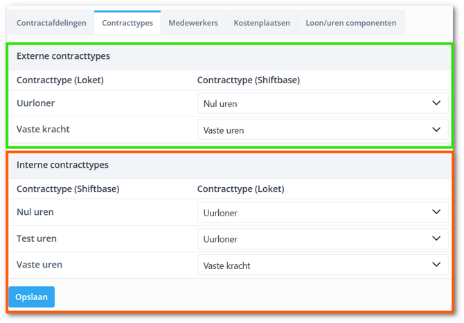 Contracttypes koppelen