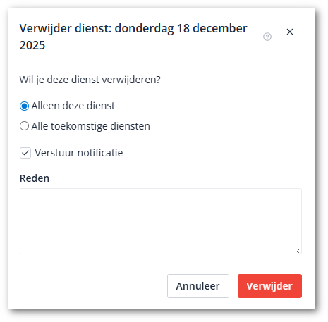 Delete recurring shift confirmation NL-shdw