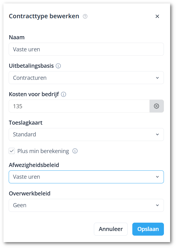 Edit contract type NL-shdw
