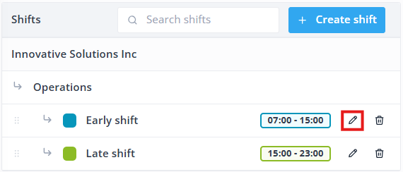 Managing shift types