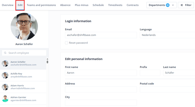 Employee profile edit EN