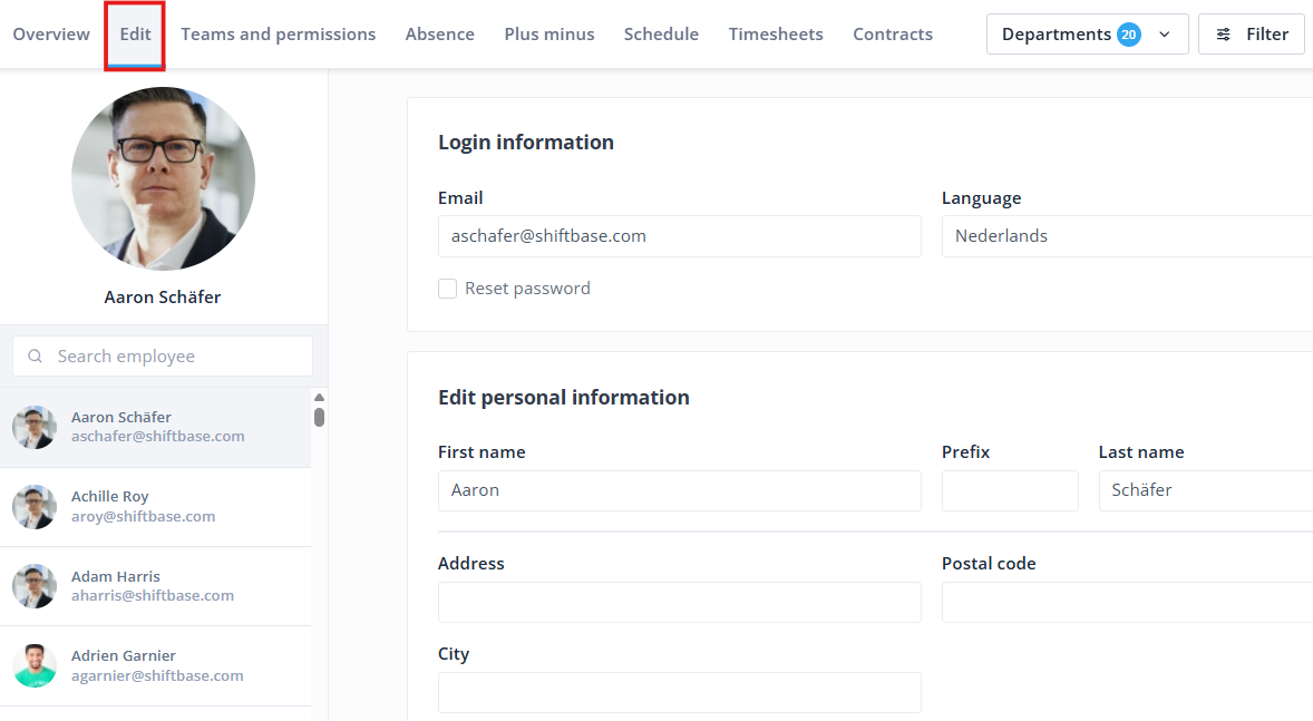 Adding, editing and deactivating employees
