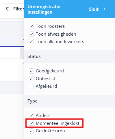 Enable clocked in filter