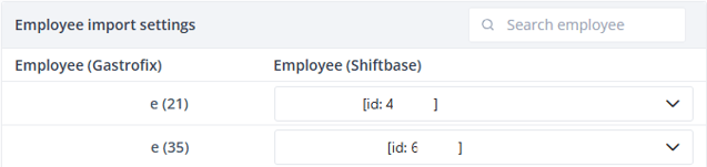Gastrofix Employee import settings EN