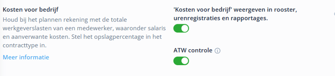 General settings Cost to company NL