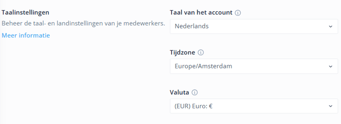 General settings Language NL