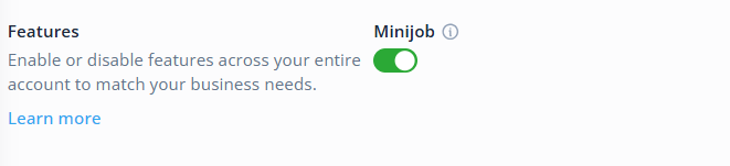 General settings Minijob enabled EN-1
