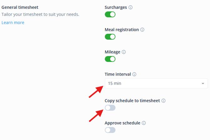 General settings for clocking EN