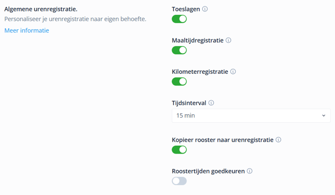 General settings time tracking NL