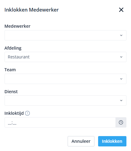 Inklokken medewerker