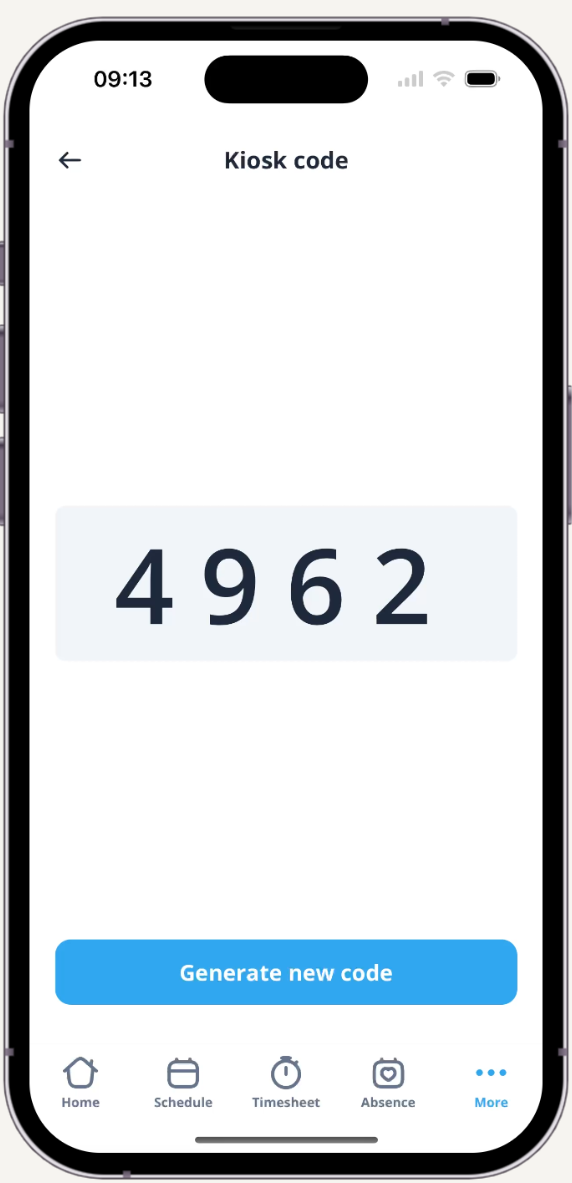 Kiosk code mobile regenerate EN