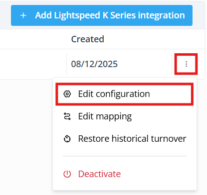 Lightspeed K edit configuration EN