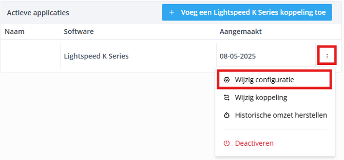 Lightspeed K edit configuration NL 1
