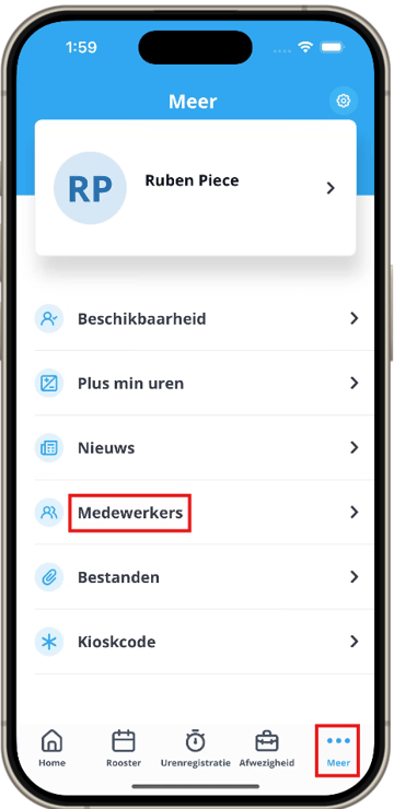 Medewerkers selecteren app