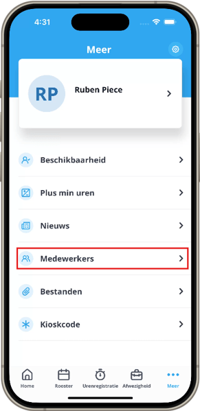 Mobile medewerkers selecteren