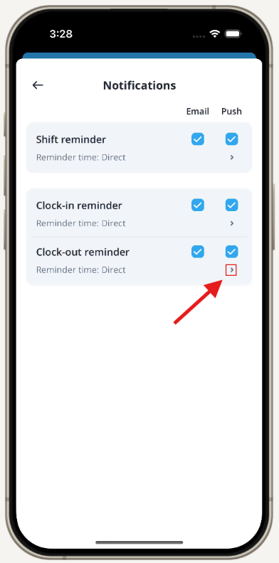 Mobile notification settings