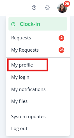 My Profile button EN
